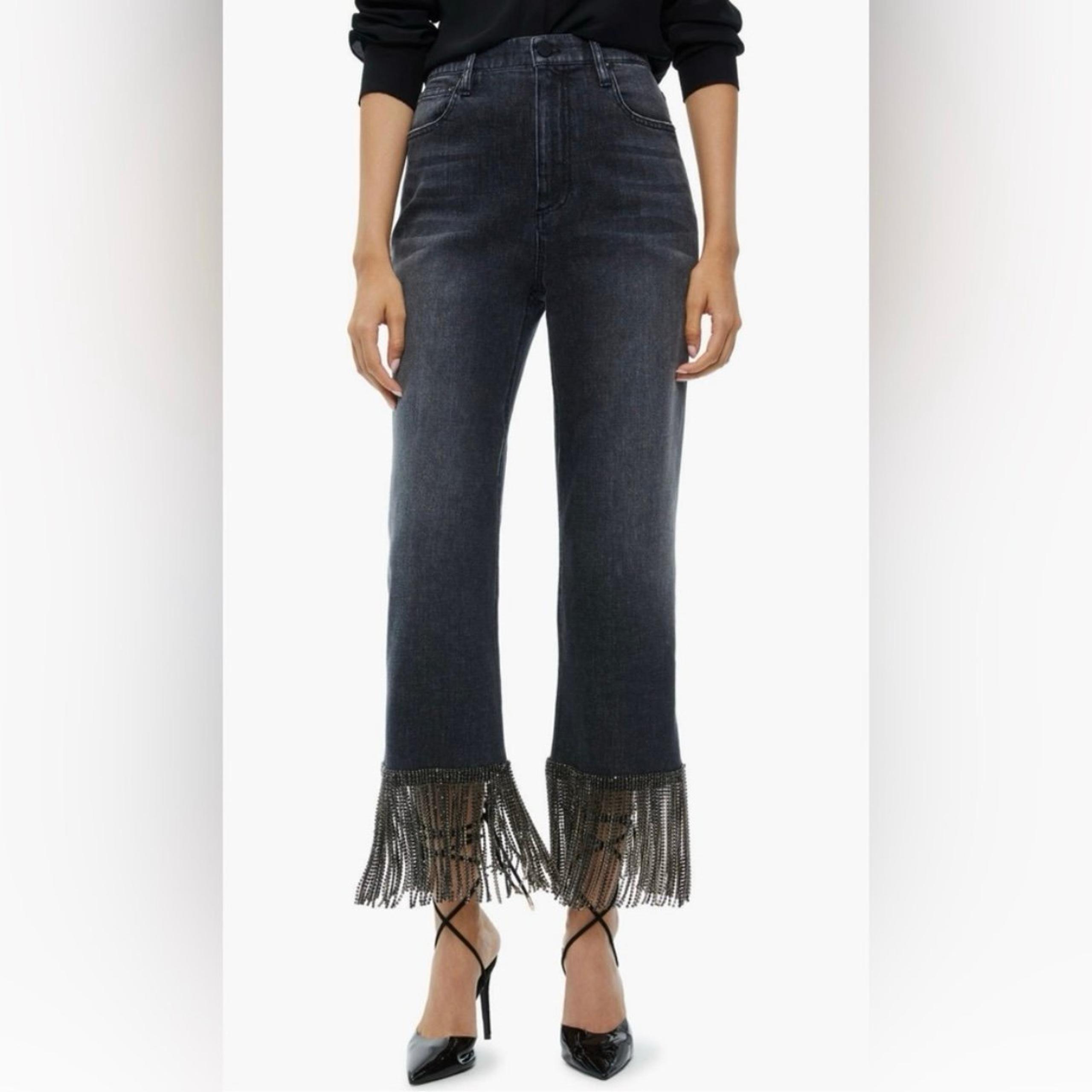 Alice & Olivia amazing embellished fringe high waist flare jeans