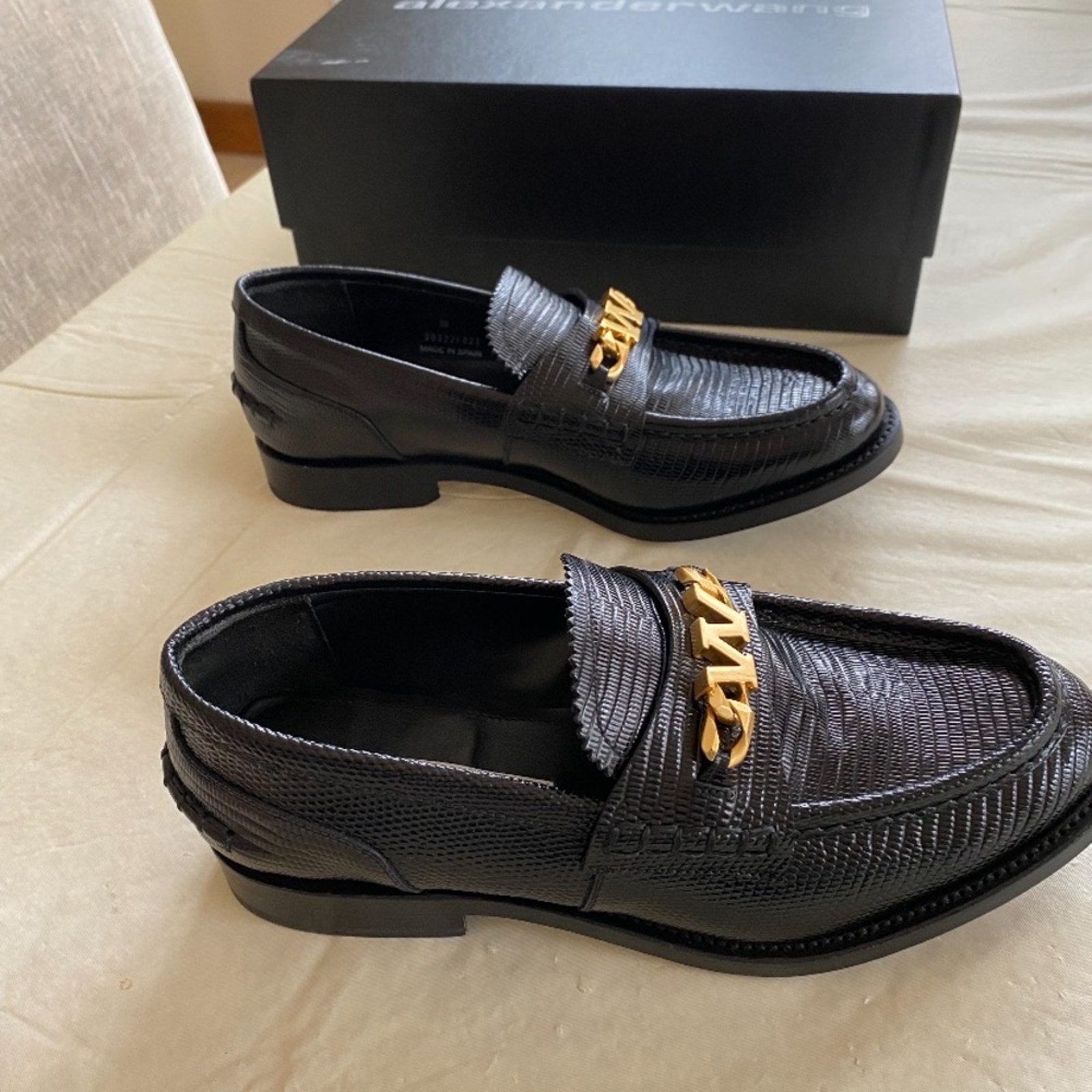 Alexander Wang Women's Carter Black Embossed Loafers Size 38 (MSRP 595) NIB