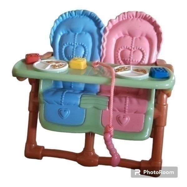FISHER PRICE Loving Family Dollhouse TWIN Baby Double Highchair Seat Food Tray
