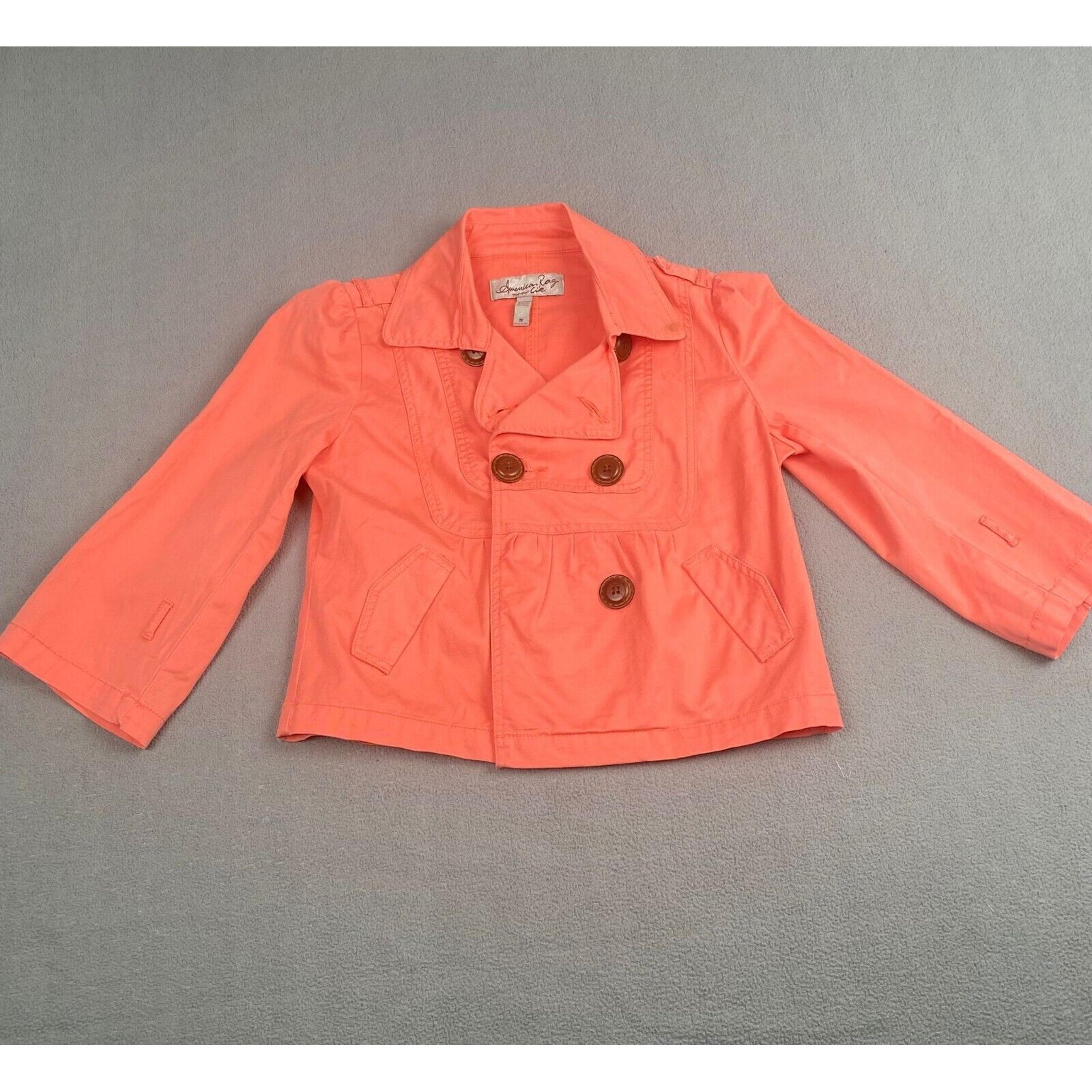 American Rag Women's size M Pink 3/4 Sleeve Button Up Short Pea Jacket