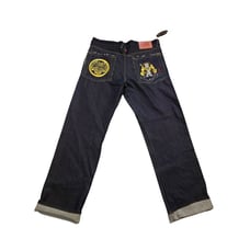 Vintage Y2K 2000s Red Monkey Company Embroidered Pockets Baggy Denim Jeans 38x32