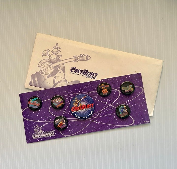 Disneyland Castmembers New Tomorrowland CastBlast Commemorative Buttons 1998