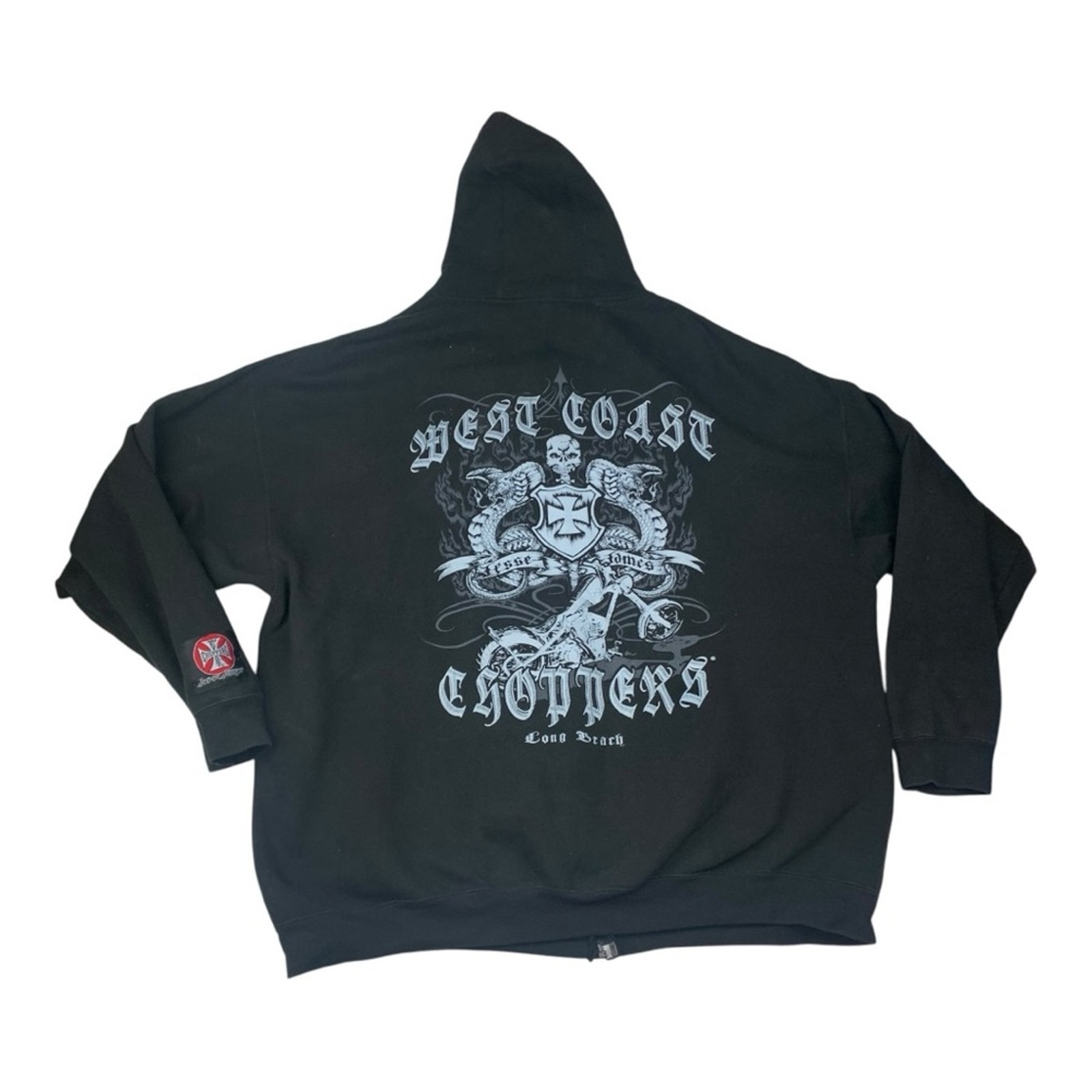 y2k West Coast Choppers Jesse James mens xl black zip up cross hoodie vintage