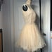 Cream and gold beaded short prom dress #glam #partydress