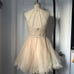 Cream and gold beaded short prom dress #glam #partydress