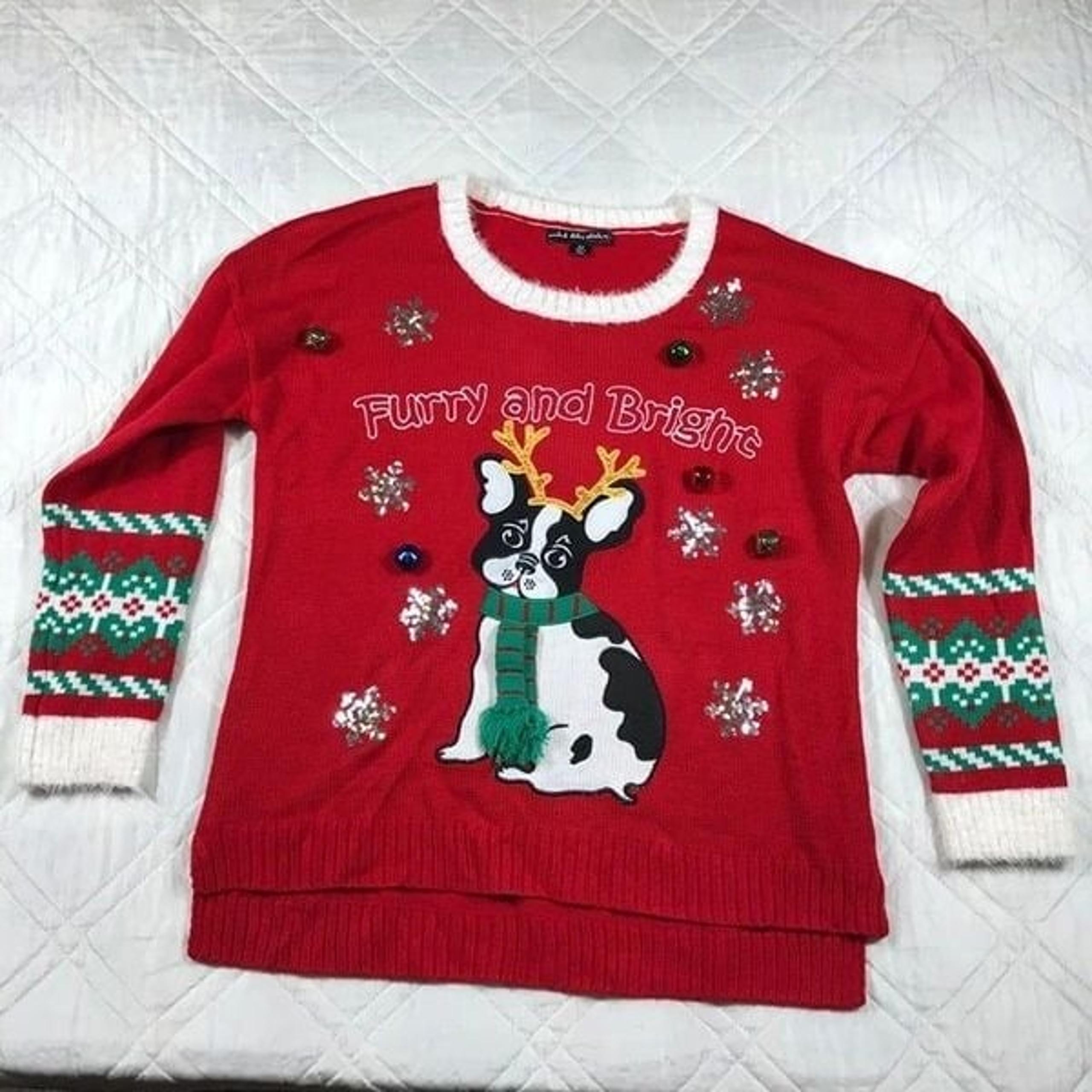 Womens Furry and Bright Ugly Christmas sweater by United States sweaters XL