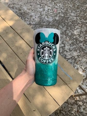 Teal Minnie mouse Starbucks