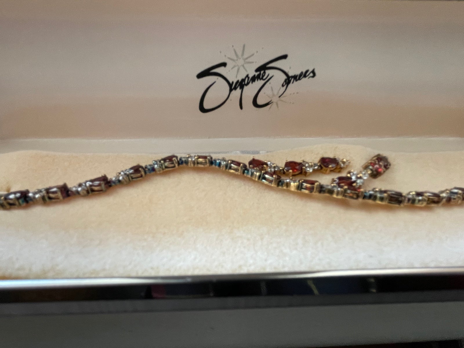 Shops Suzanne Somers Garnet and Cubic Zarconian bracelet and earrings set