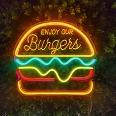 1pc USB Powered Hamburger Neon Light, Acrylic Fast Food Wall Neon Sign,