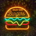 1pc USB Powered Hamburger Neon Light, Acrylic Fast Food Wall Neon Sign,