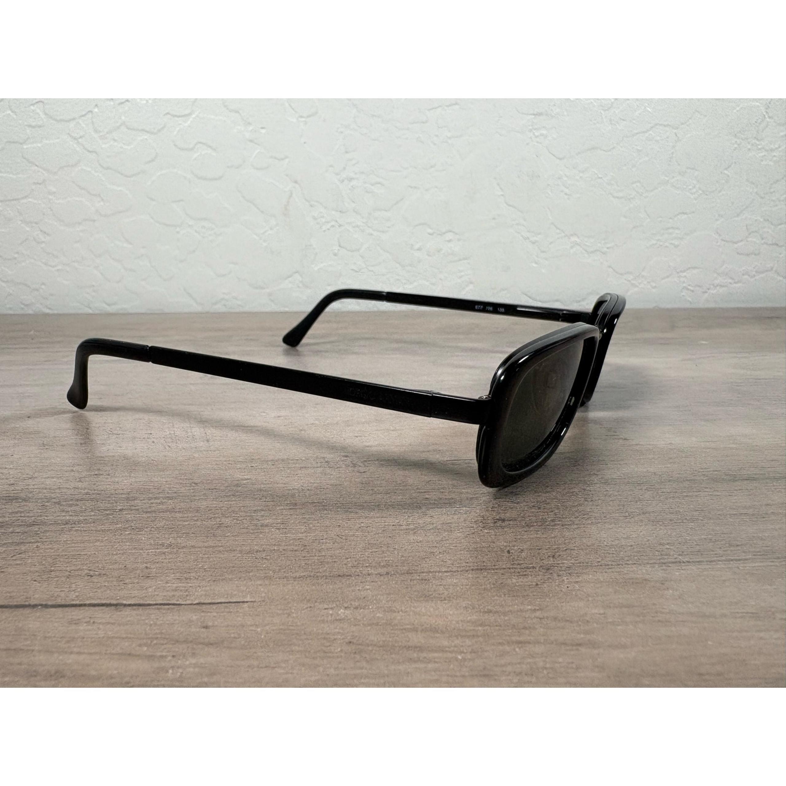 Vintage Giorgio Armani 677 706 Men's Black Rectangle Made in Italy Sunglasses