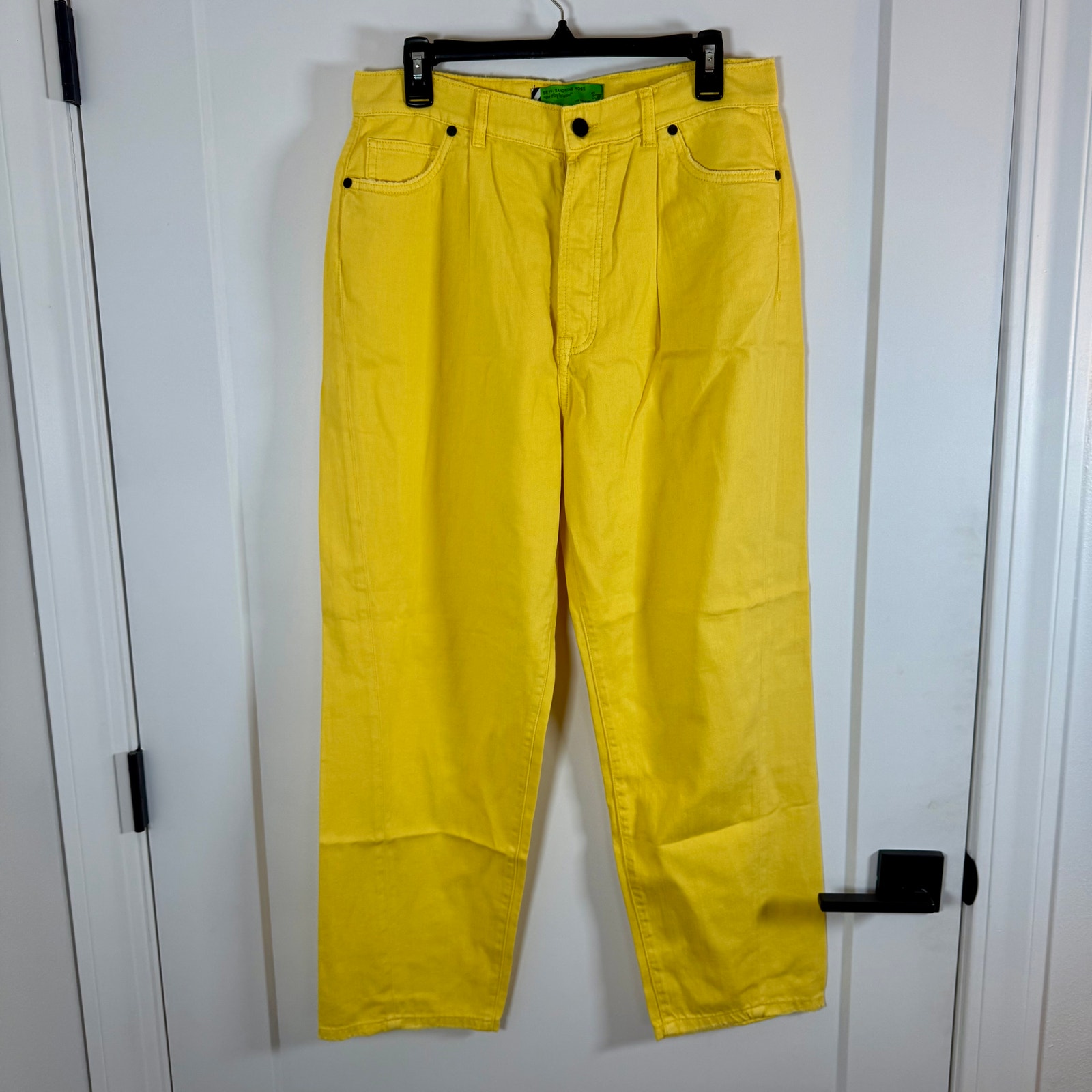 Sandrine Rose “the virgin label” Yellow Pleated Straight Jeans NWT 31
