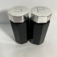 Vintage Arcoroc Octime Black salt and pepper shakers Made In France
