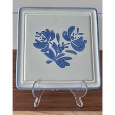 Trivet Yorktowne by Pfaltzgraff Vintage Pattern Stoneware Hot Plate Blue Floral