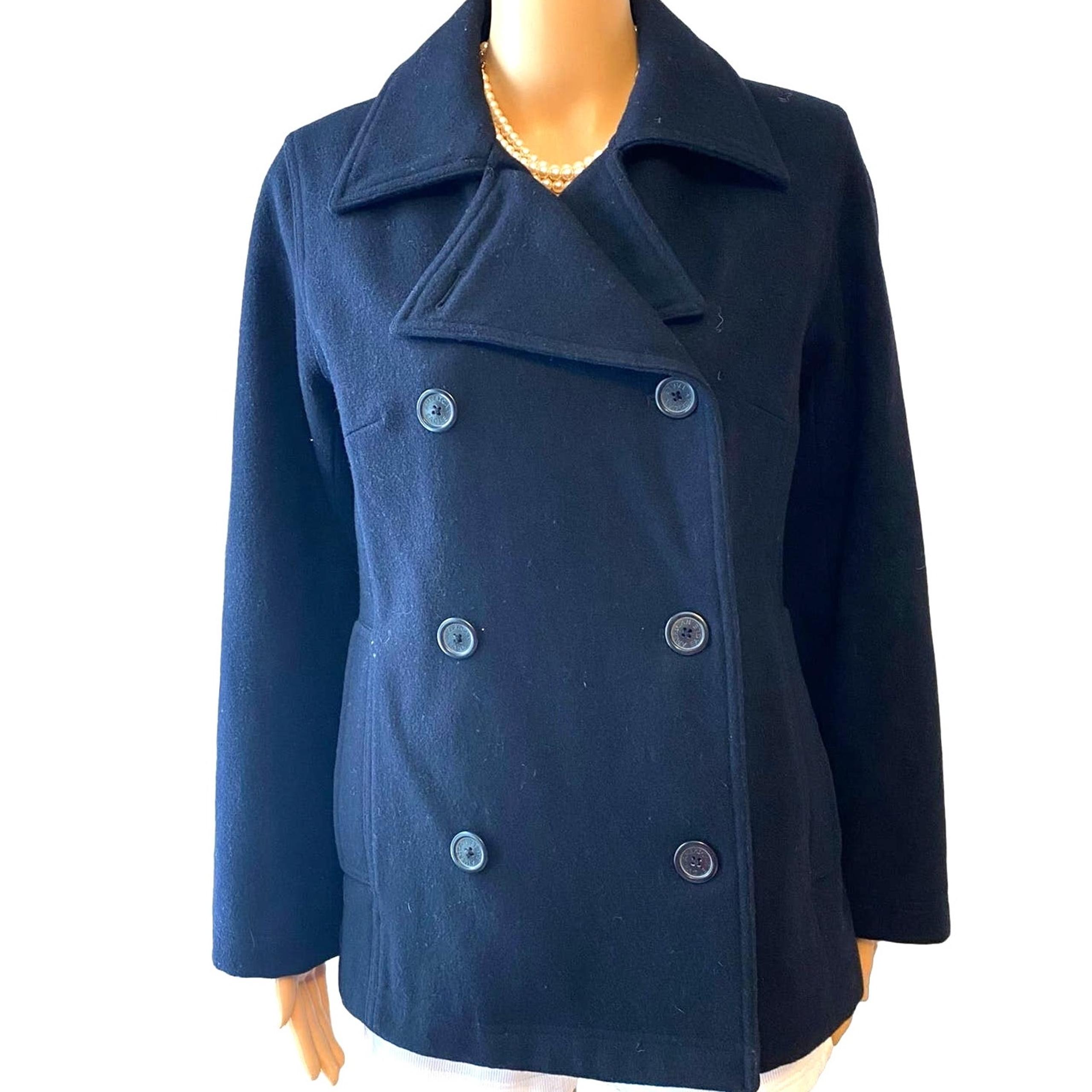 American Eagle Wool Nylon Blend Double Breasted Peacoat Women Size M Pockets