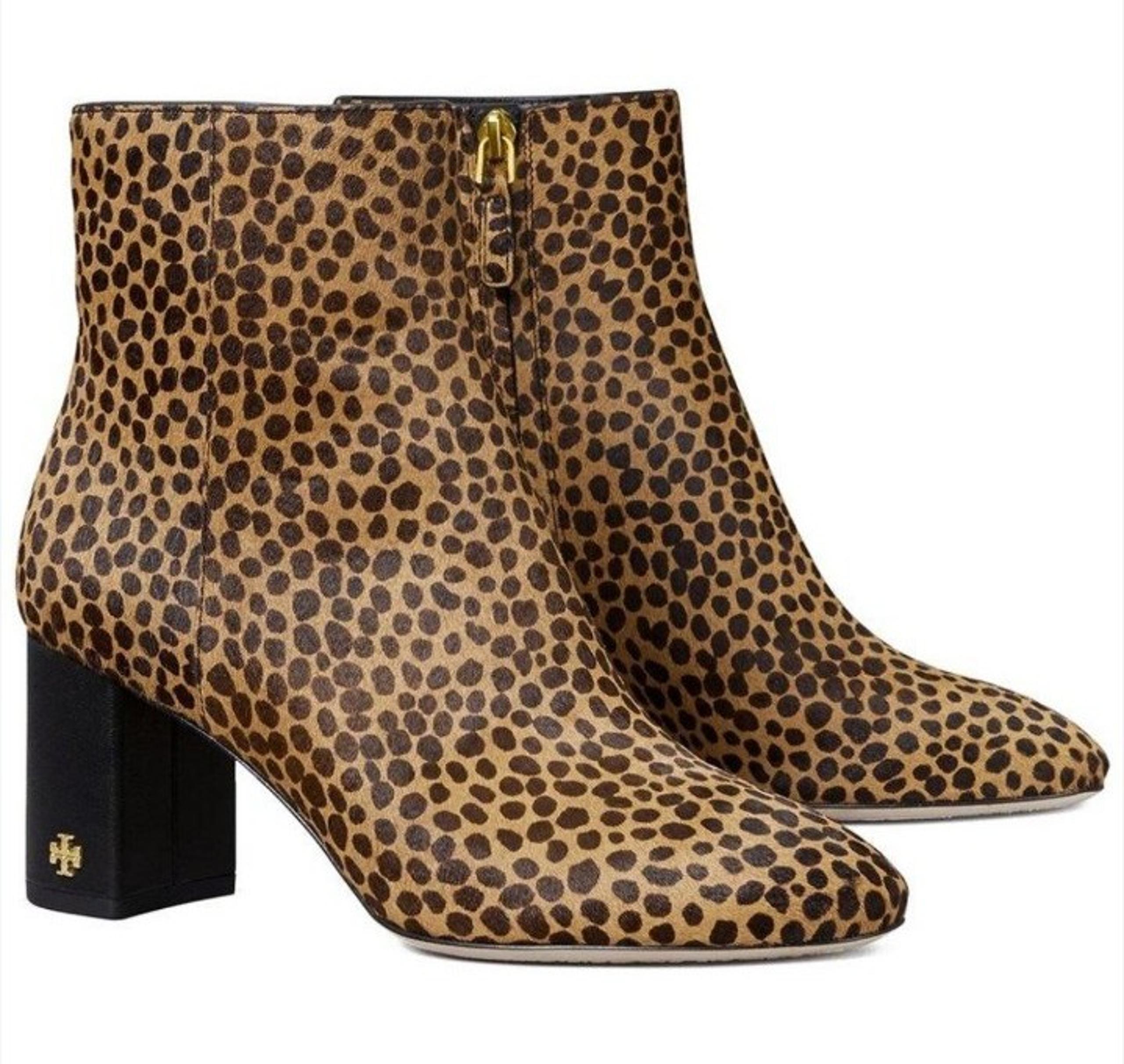 Tory Burch Brooke Bootie Ankle Boots 70MM Round Toe Leopard NEW Women's 5