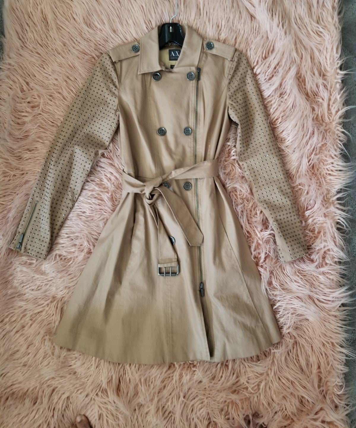 Studded sleeve trench coat