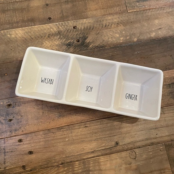 Rae Dunn large WASABI,SOY,GINGER 3 Section Divided Dish