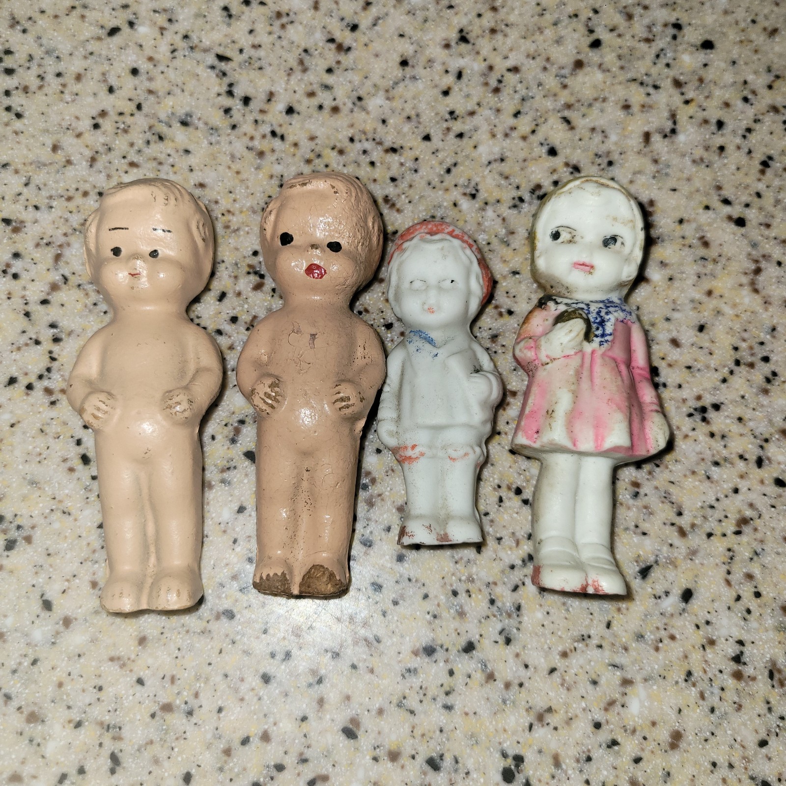 Frozen Charlotte Bisque And Composition Doll Lot (4) Antique