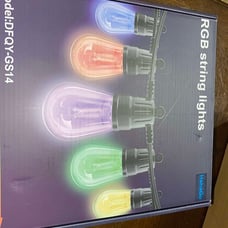 Outdoor String Lights, RGB Warm White Patio Lights 49ft 20 LED Bulbs, Remote & A