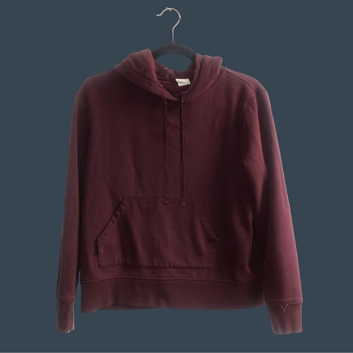 AMAZON ESSENTIALS- WOMENS BURGUNDY PULLOVER KANGAROO POCKET HOODIE SIZE MEDIUM