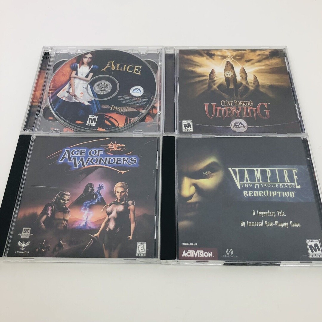 Vintage Alice Undying Age Of Wonders Vampire PC Computer Games 2000 Lot Of 4