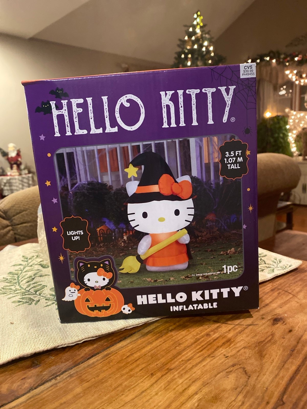 Hello Kitty Halloween Inflatable lights up 3.5 ft WITCH New in box