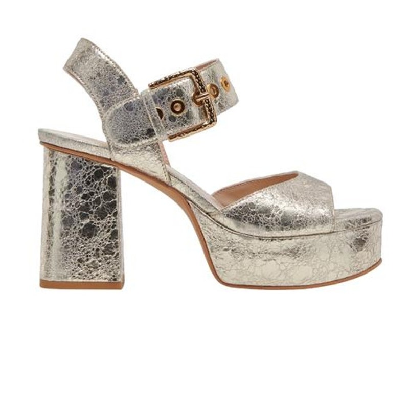 dolce vita Bobby Platform Heels Strappy Platinum Leather Size US 10 NEW Silver
