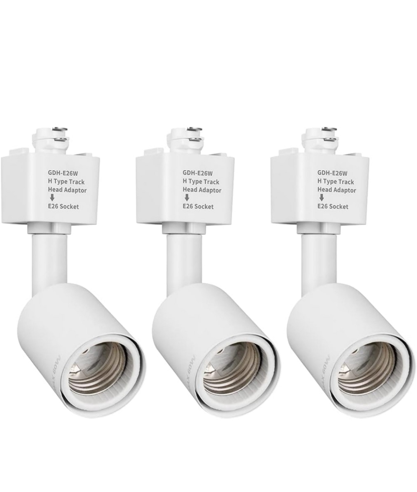 H Type Track Lighting Head to E26 Medium Screw Base Adapter Light Pack of 3