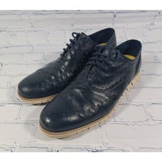 Cole Haan Shoes Mens Sz 11 Blue Leather ZeroGrand Wingtip C20753 Oxford