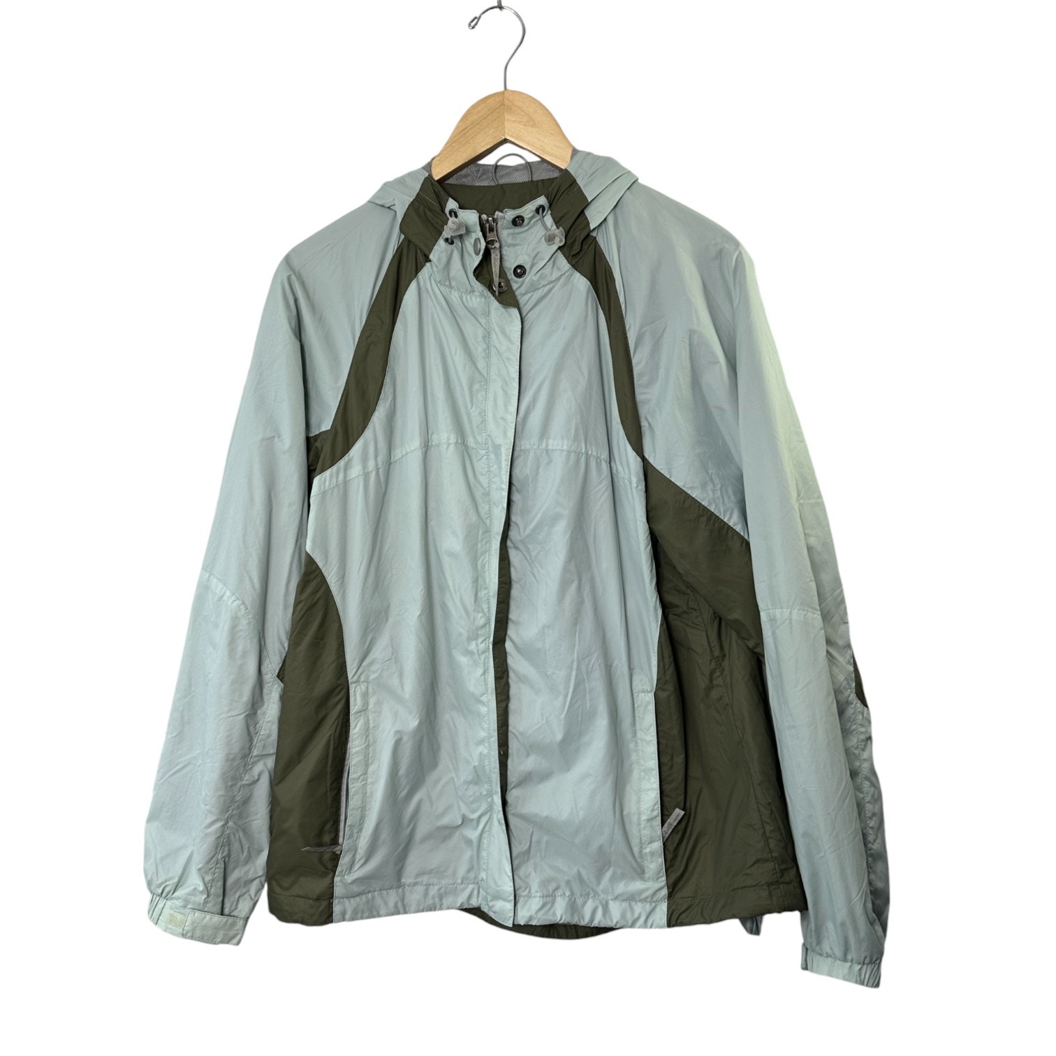 Eddie Bauer Green Hooded Full-Zip Mesh Lined Packable Windbreaker Jacket Large