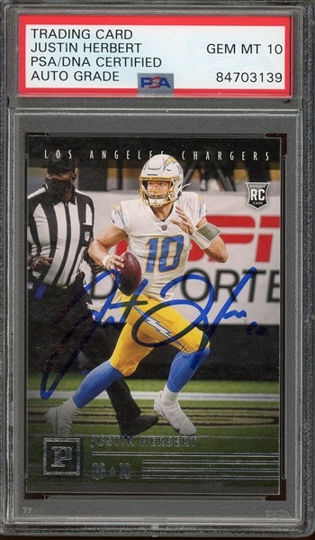 Justin Herbert Rookie Football Card - Autographed
