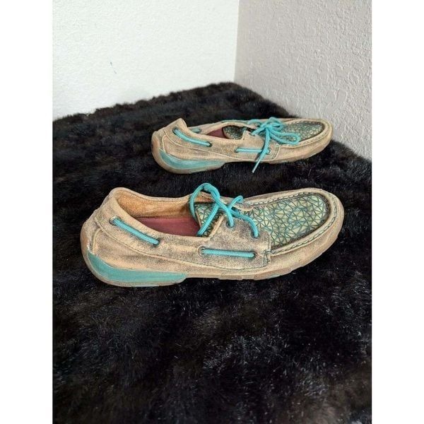Twisted X leather teal western loafers Sz 8.5