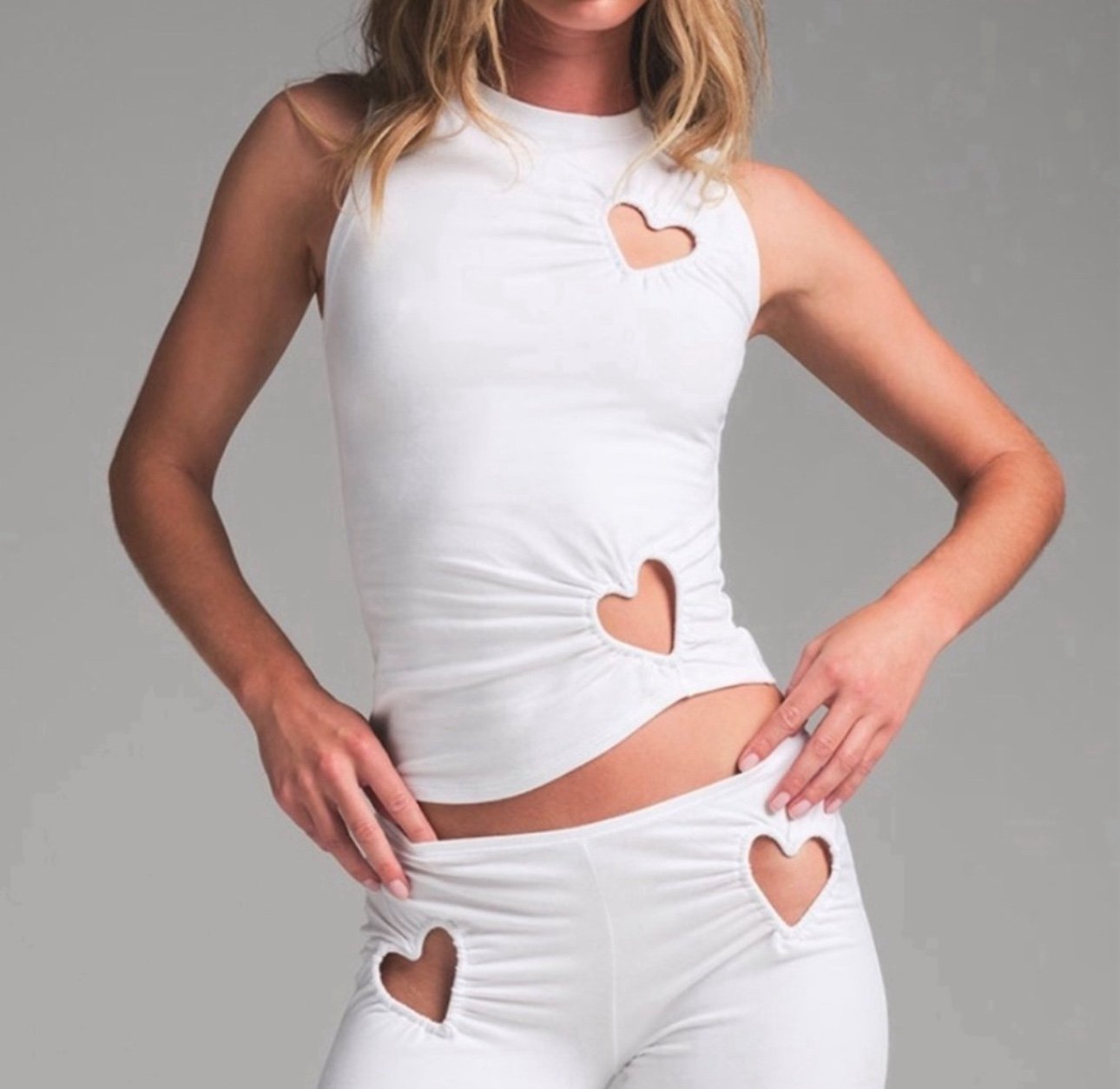 SKIMS White Cotton Jersey Heart Tank Top Snow