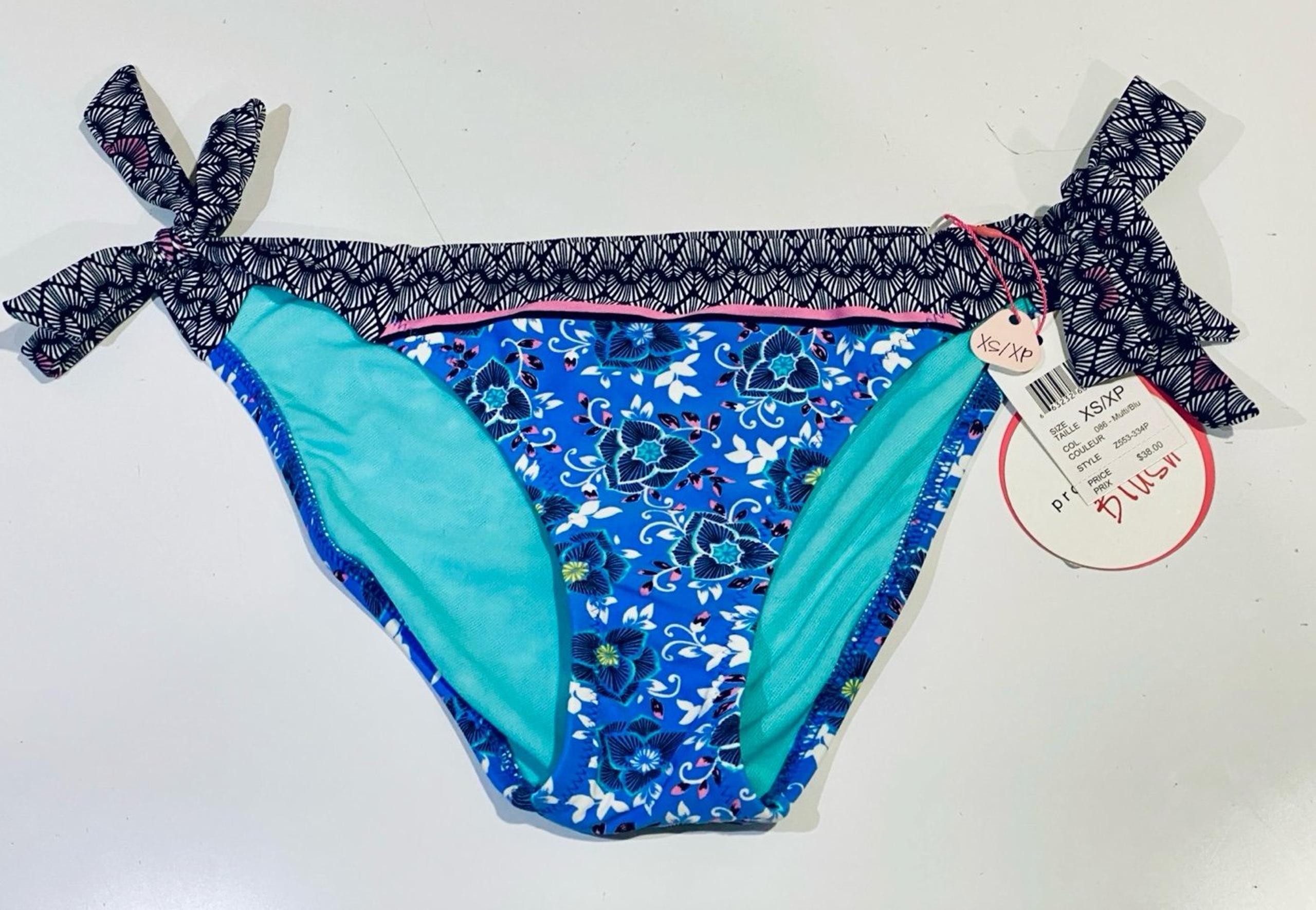 Profile Blush Blue floral Bikini Bottom Women Sz XS NWT