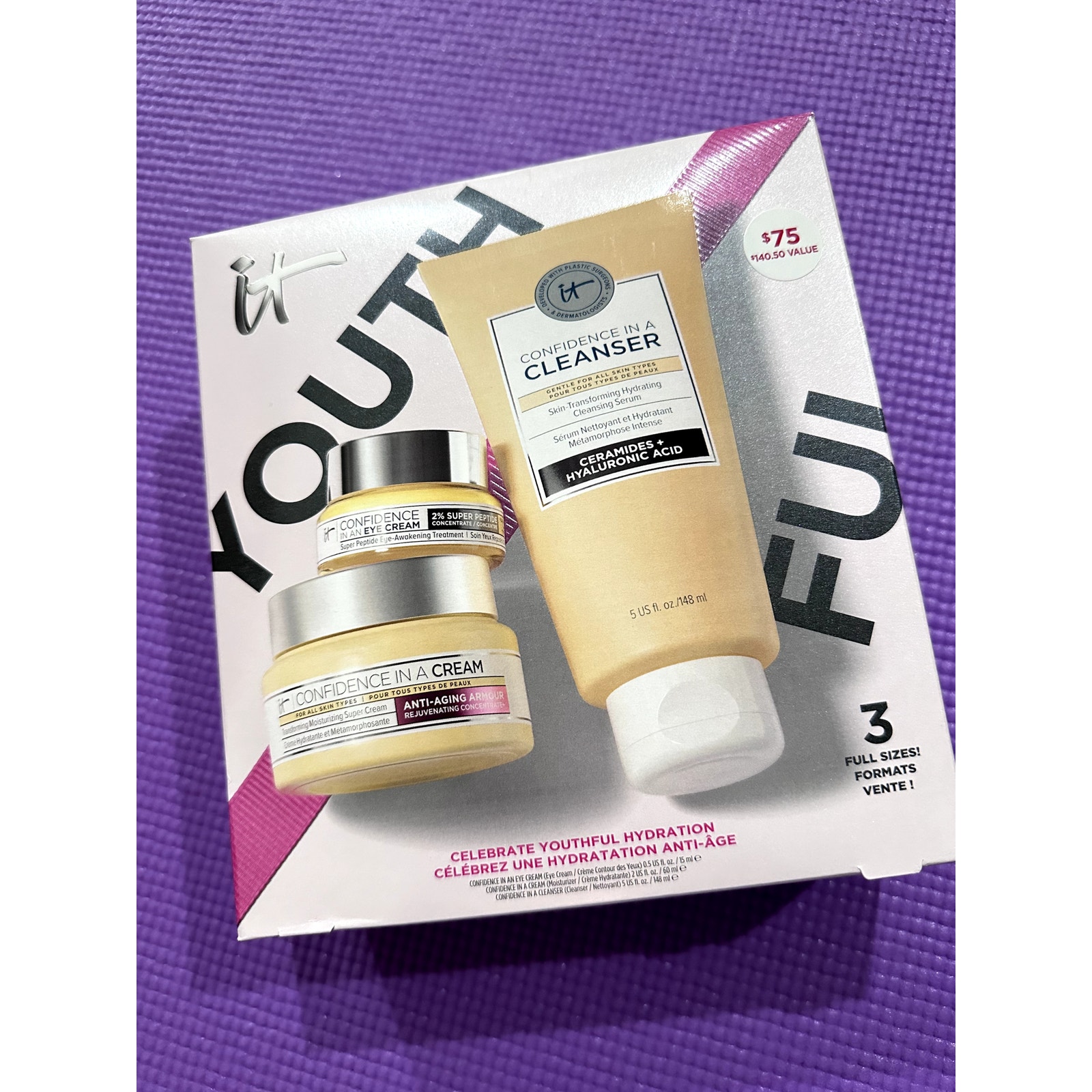 140 it Cosmetics Skincare Set: face cleanser, Confidence eye cream moisturizer