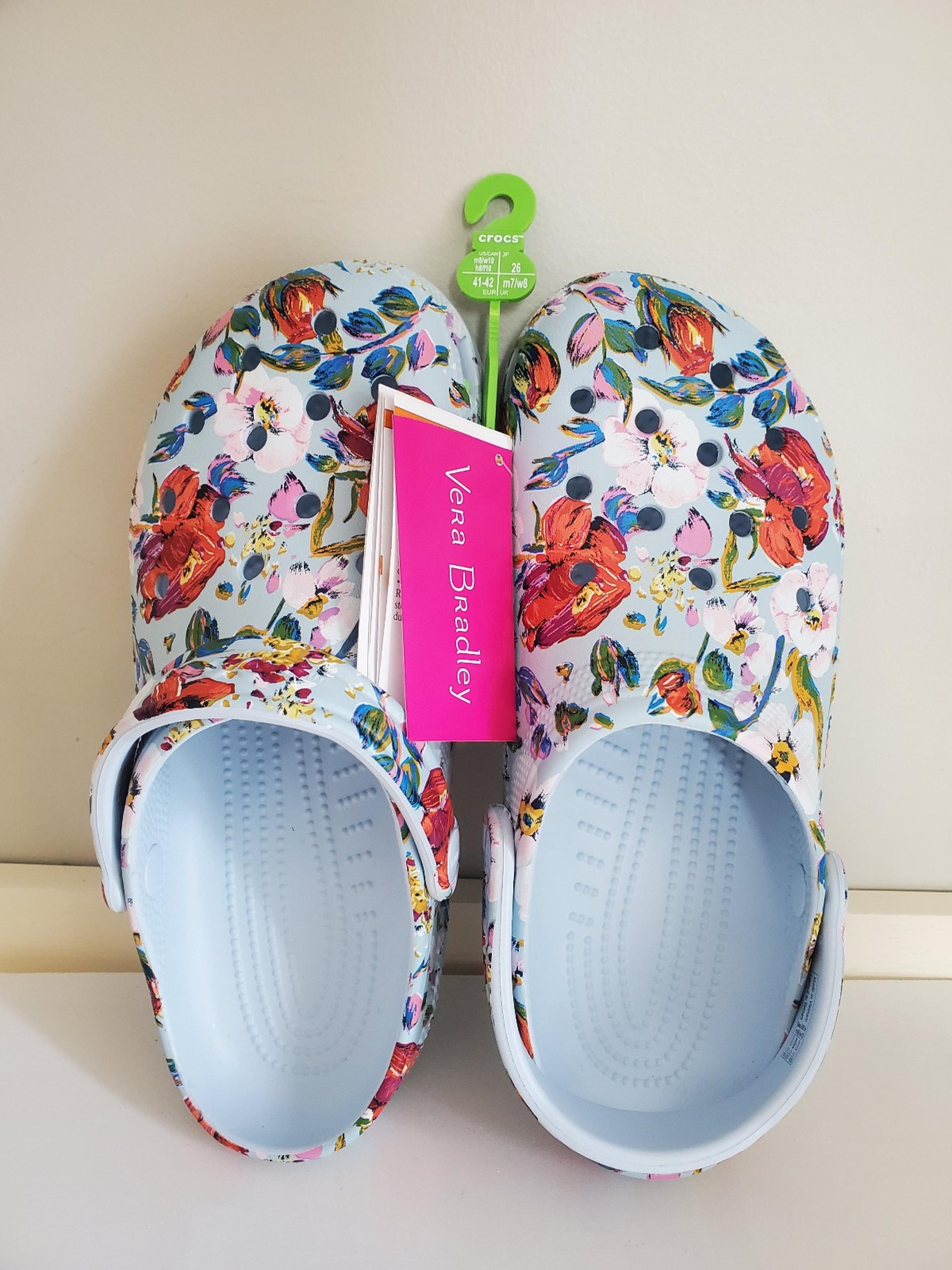 Vera Bradley Crocs Classic Sea Air Floral Women's Clogs Mineral Blue New Size 6