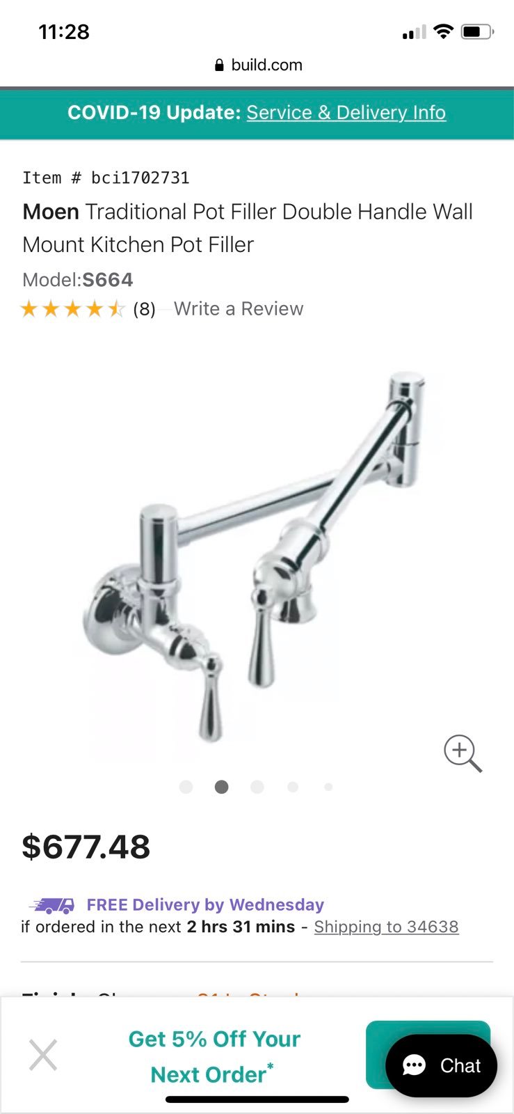 Moen S664 Chrome Pot Filler