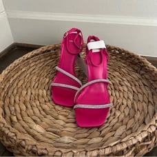NIB Mango Fuchsia Pink Crystal Embellished Heels Size 7.5