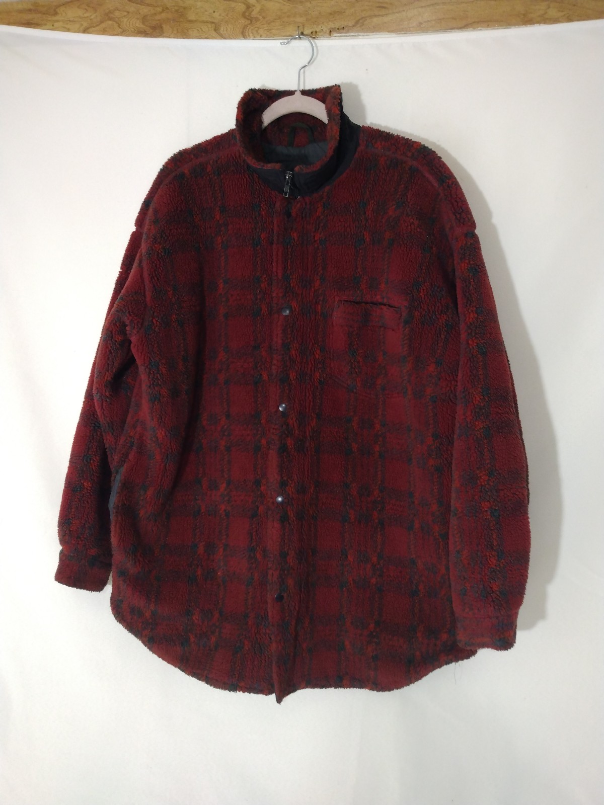 Mens Vintage Columbia Burgundy Deep Pile Fleece Quilt Lined Jacket Sz 2XL USA