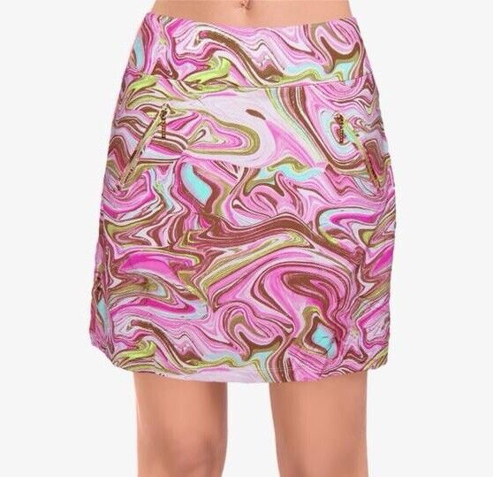 NWT Jamie Sadock Pink Marbled Whirl 17.5 Pull On Skort Golf Women’s Size 2