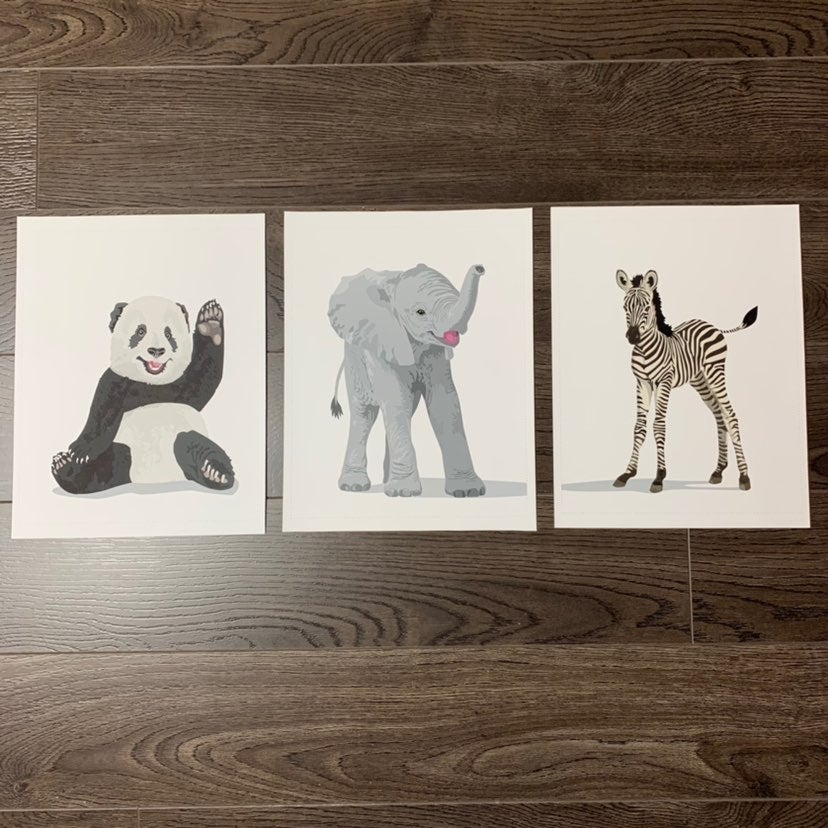 Baby animal nursery art prints canvas