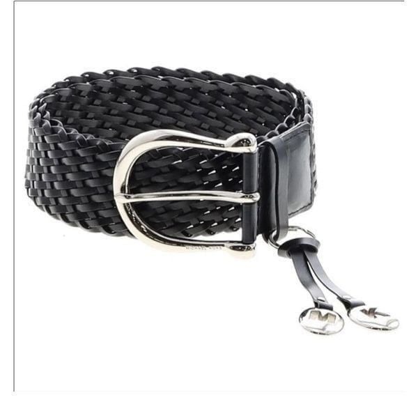 Michael Kors Black Leather Braided Belt M