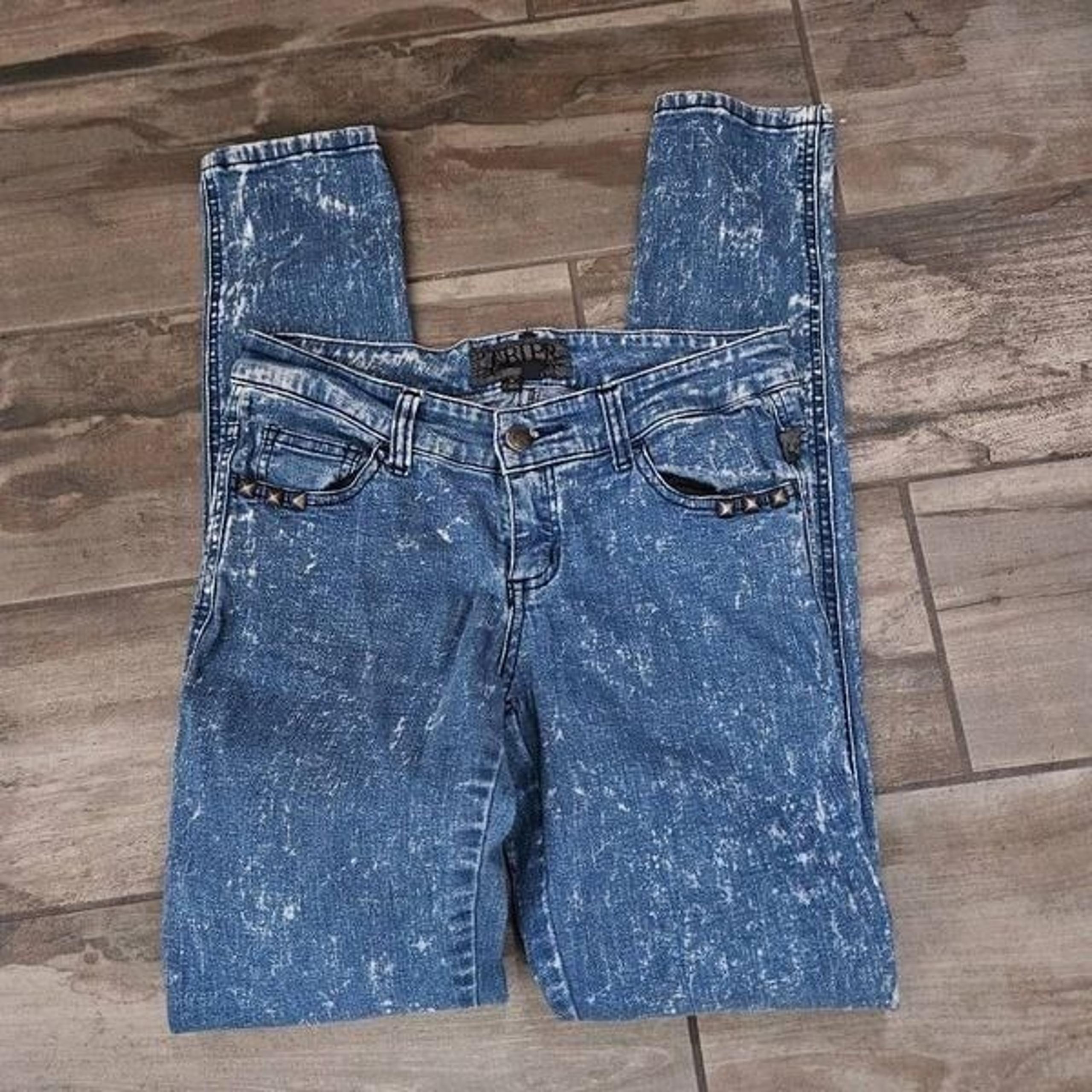 Tripp Skinny Acid Wash Studded Jeans
