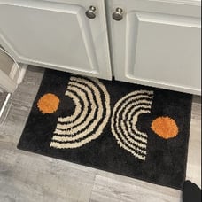 Bathroom Rugs Non-Slip Abstract Bath Rugs Microfiber Black Washable, 16 x24