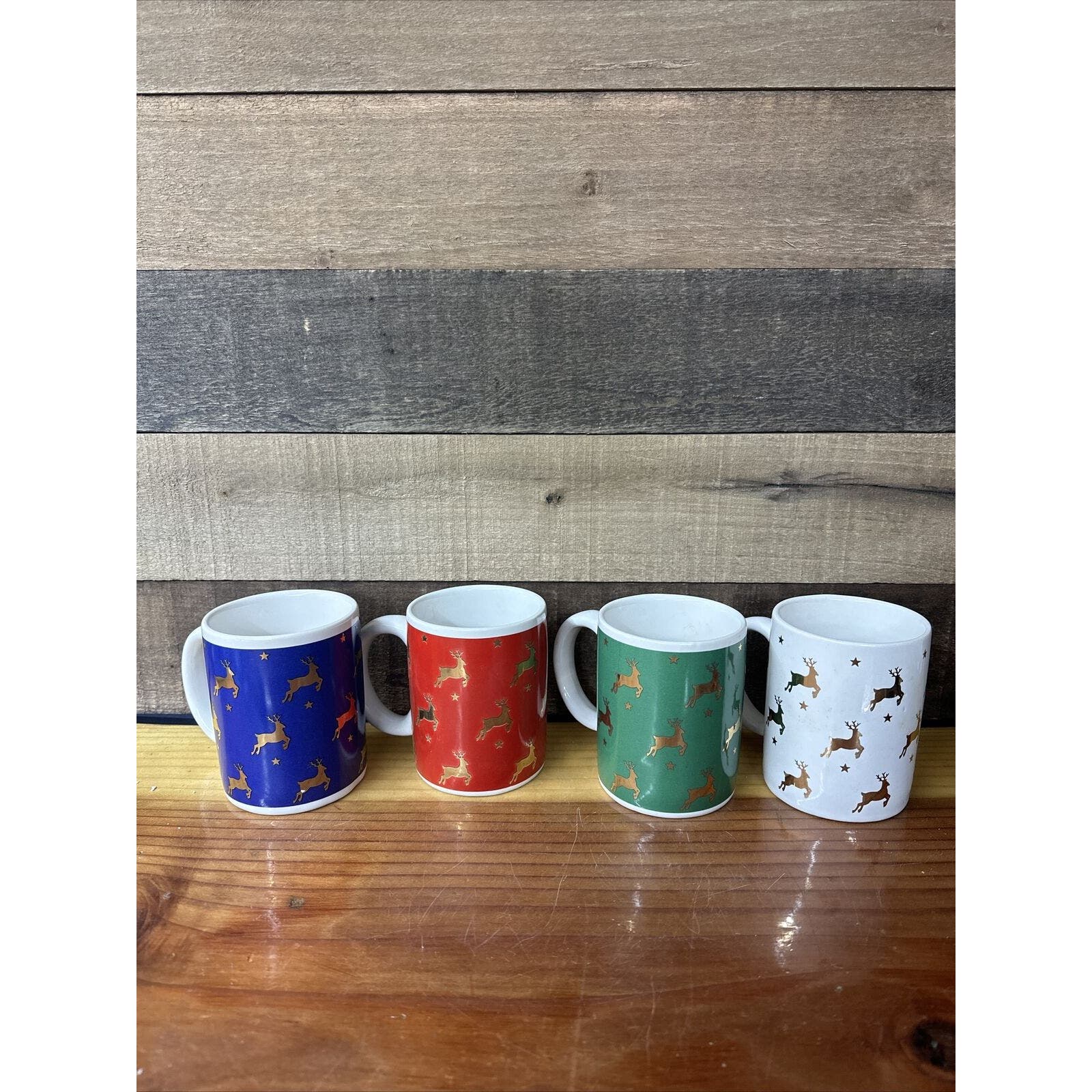 Vintage Reindeer Stoneware Mugs Set Of 4 Dayton Hudson 1994