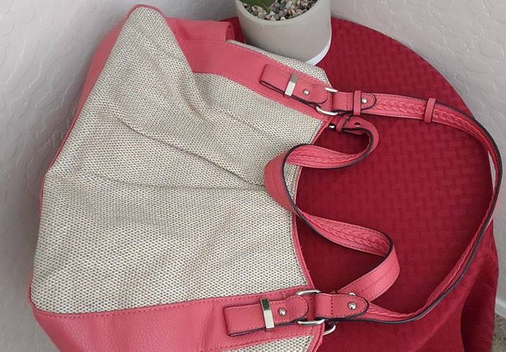 Apt 9 Women's Satchel purse, Orange & Beige, W/ Double Braided Straps