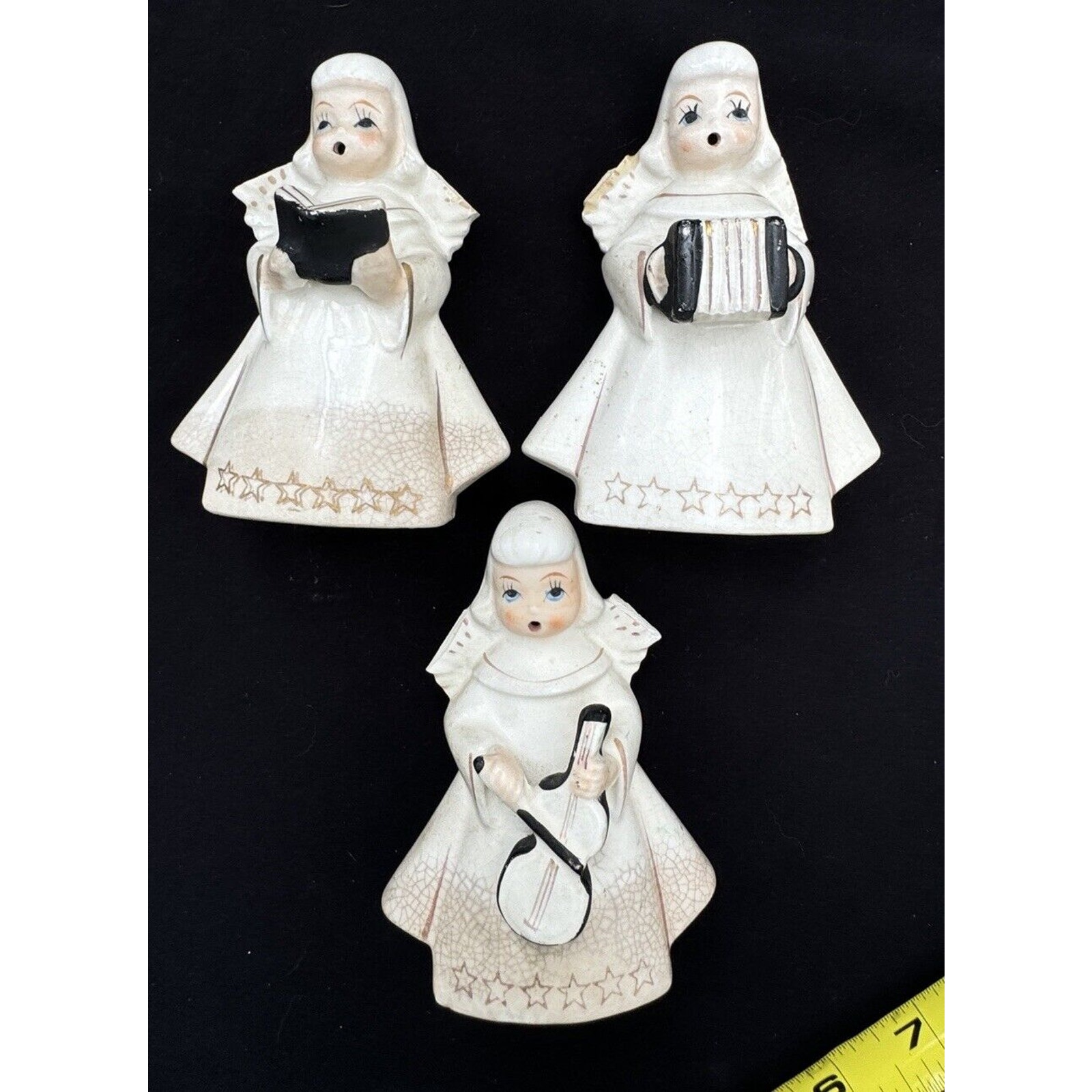 3 Rare Vintage 1950’s Japan Choir Nun Angels Singing Porcelain Figurines -S1