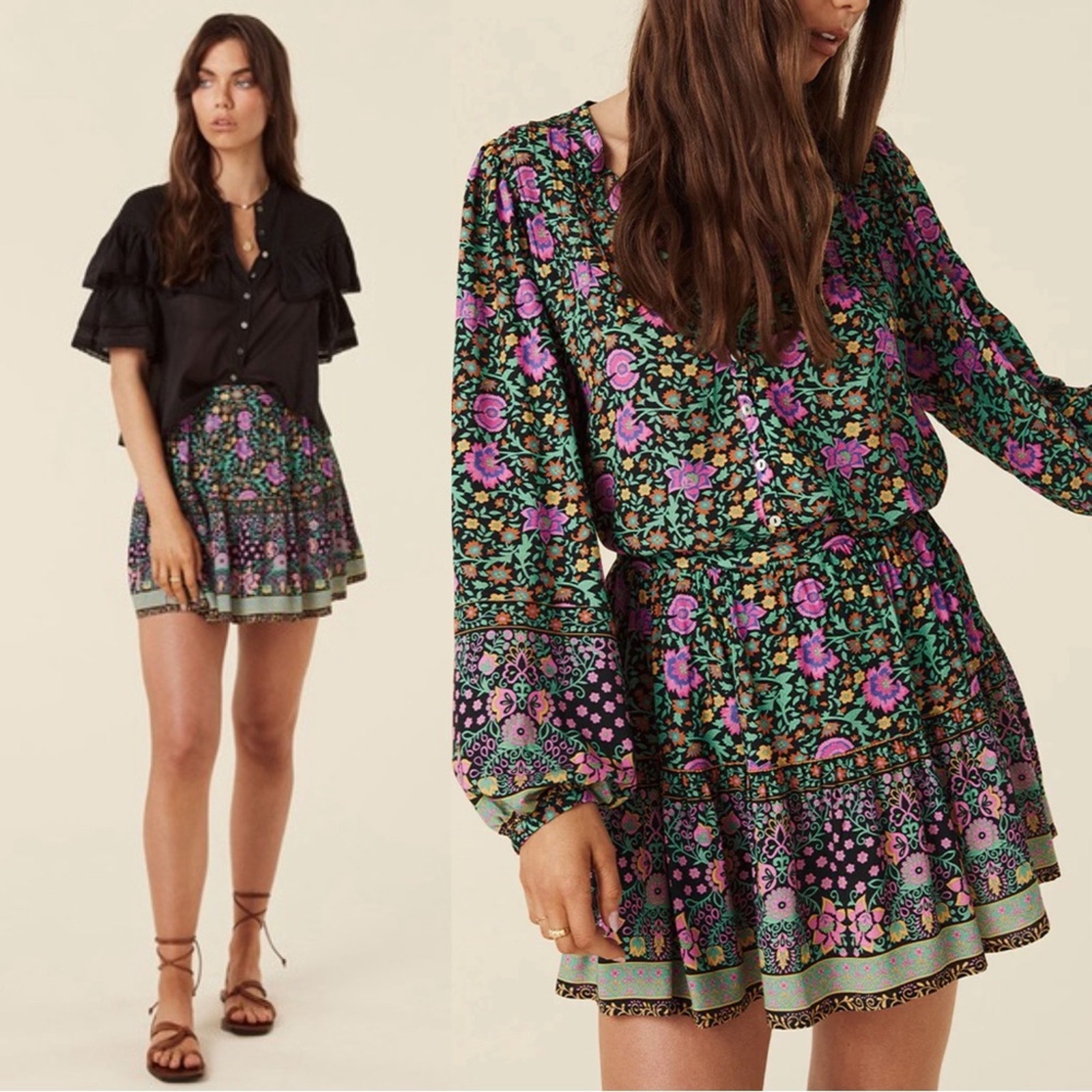 Spell Village Forest Floral Mini Skirt