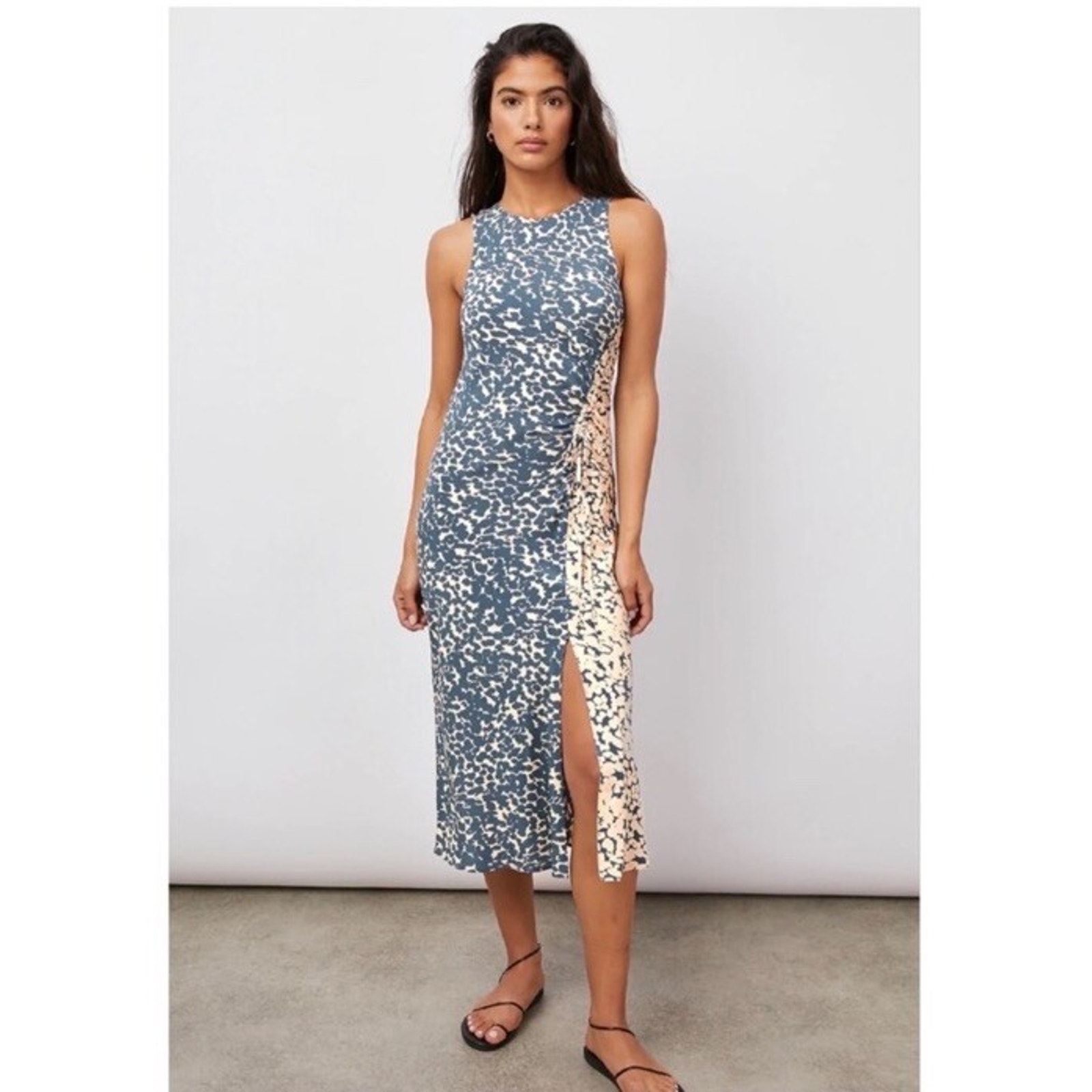 Rails Evereve Gabriella Dress Turquoise Mixed Textured Spots Midi NWT Womens XS